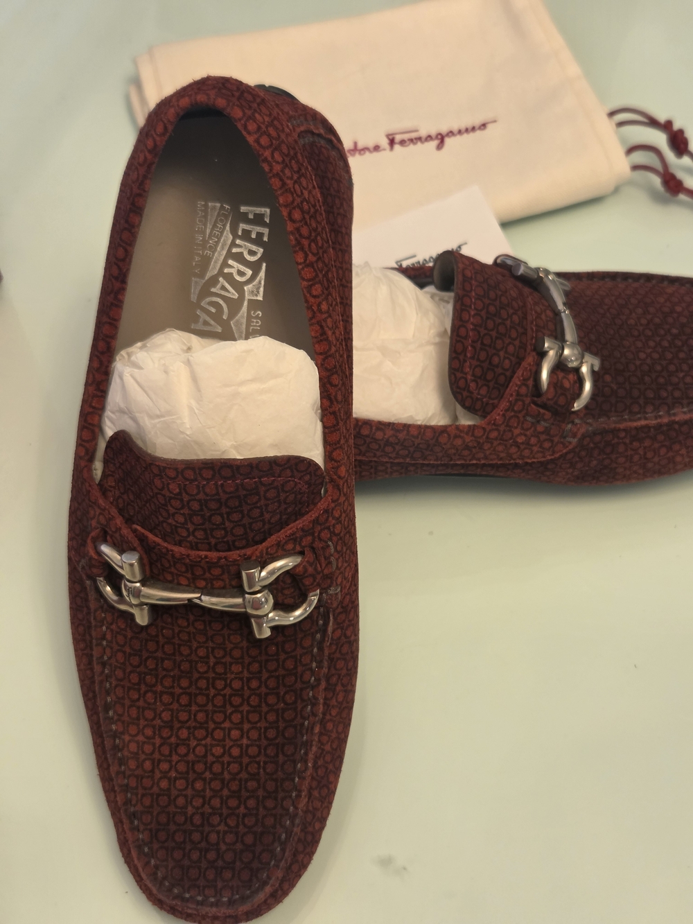 Salvatore Ferragamo Men’s Red Leather Bit Loafers Size 5.5 EE